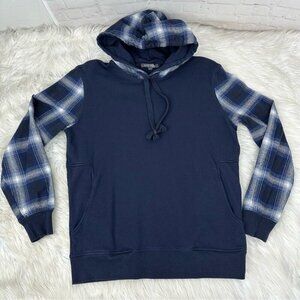 Slate & Stone Men’s Blue Plaid Flannel Casual Hooded Cotton Sweatshirt Large/C42